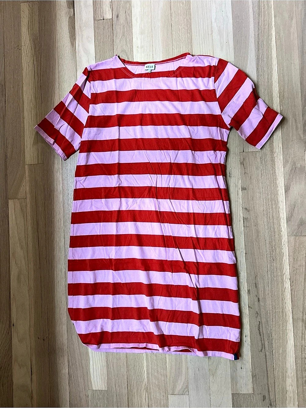 KULE The Tee Dress Striped Mini Dress Pink & Red Medium M